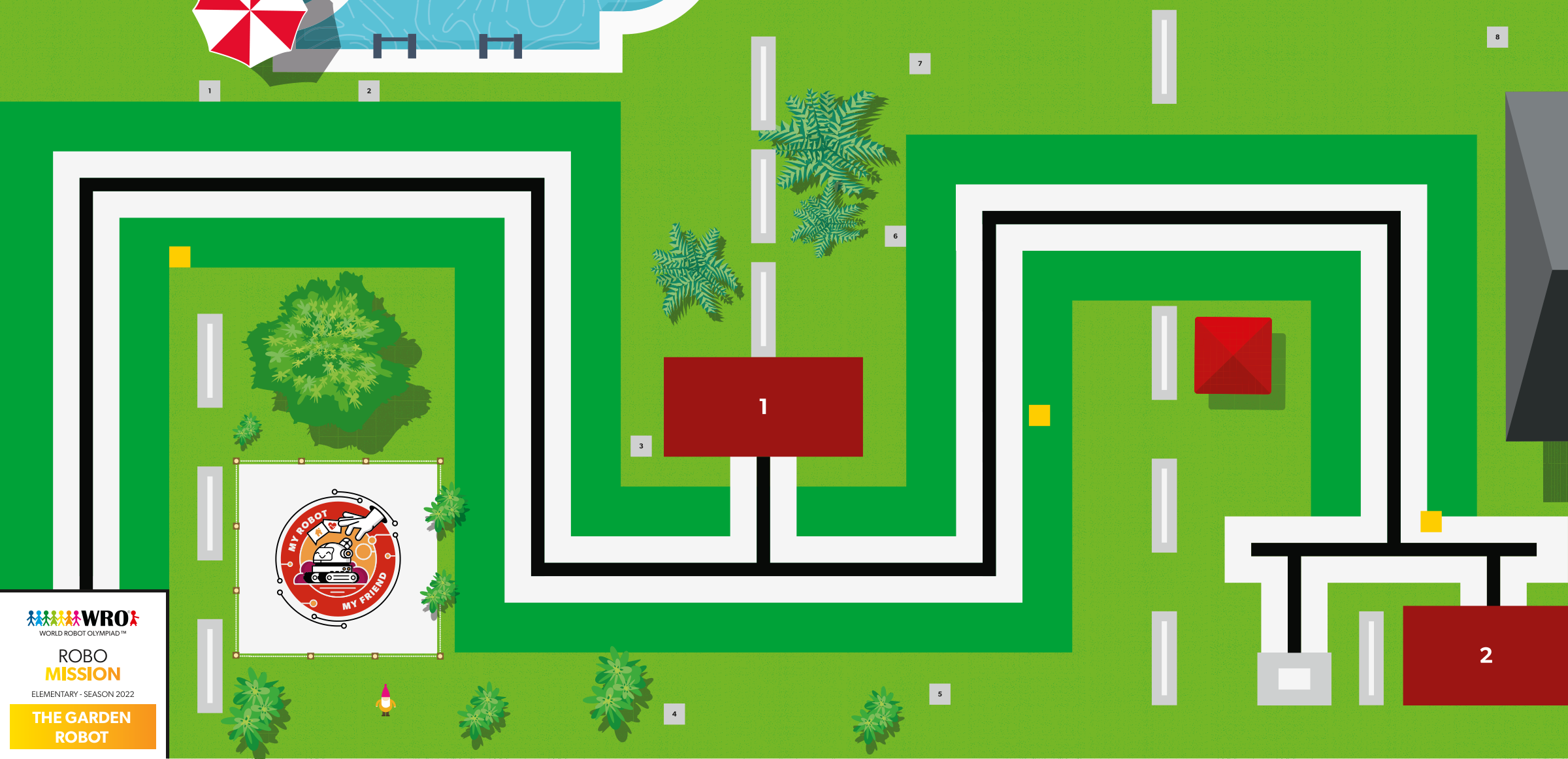 The official WRO 2022 RoboMission mat — The Garden Robot.