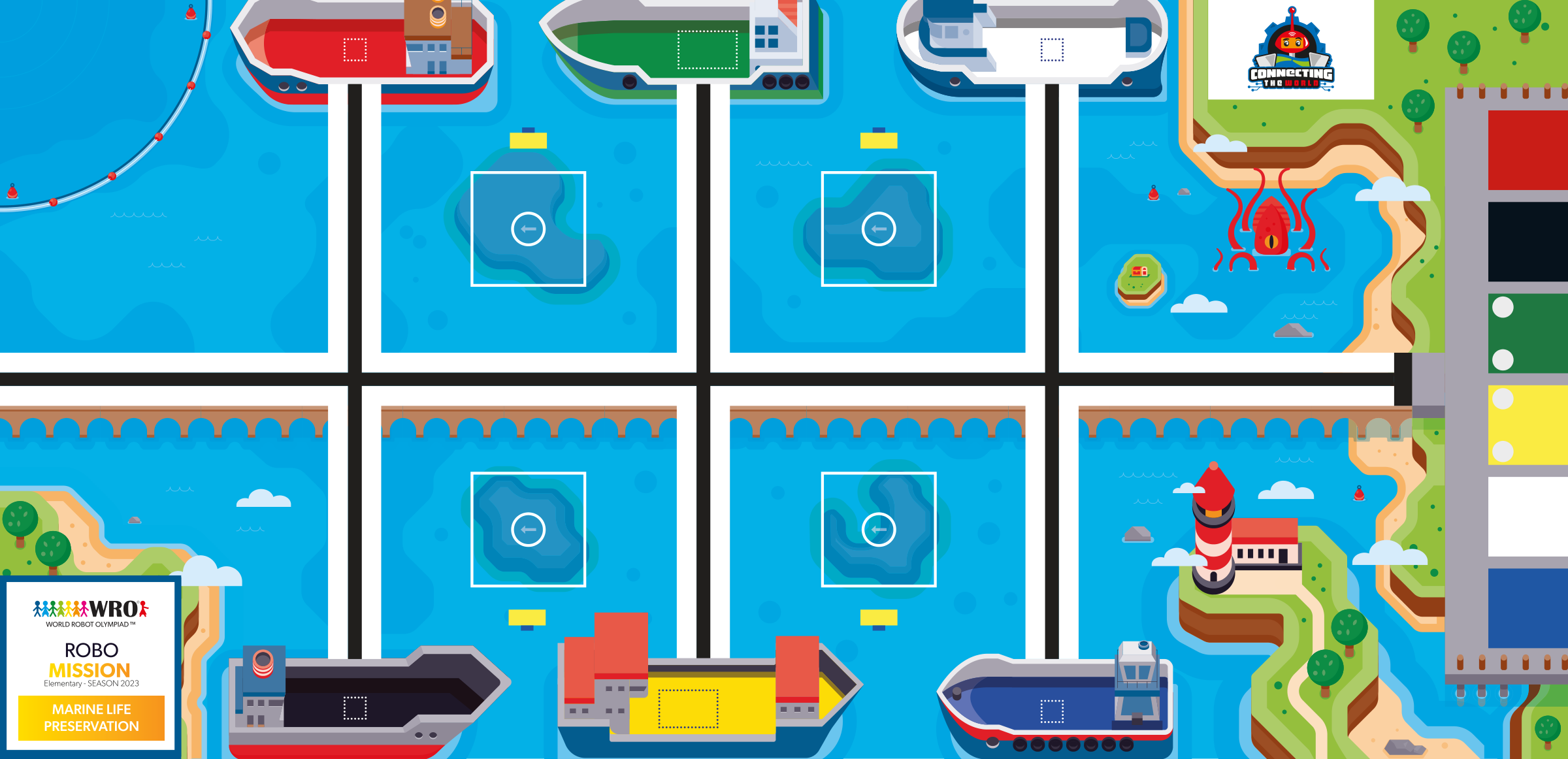 The official WRO 2023 RoboMission mat — Marine Life Preservation.