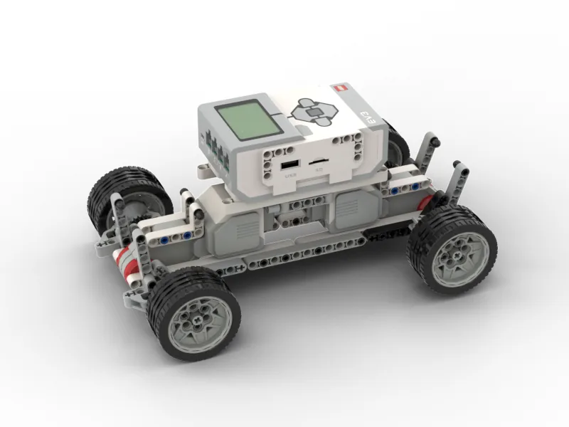 The finished Shock Absorber Car model, built from LEGO MINDSTORMS EV3.