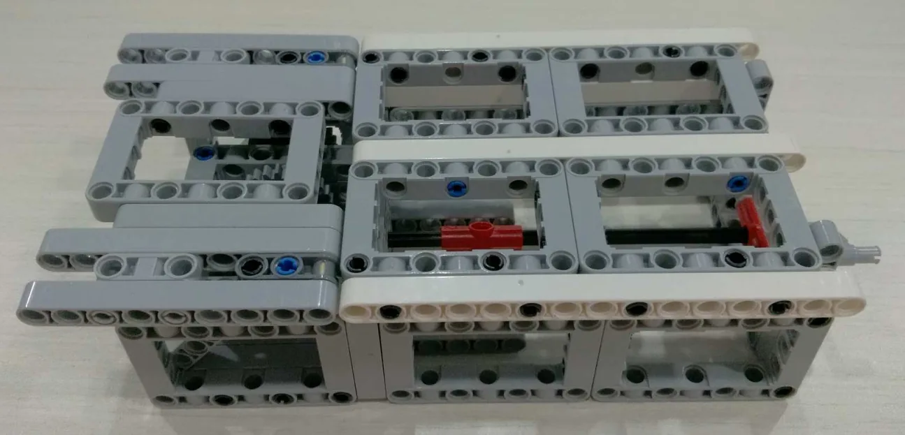 The finished Adjustable Bed model, built from LEGO MINDSTORMS EV3.