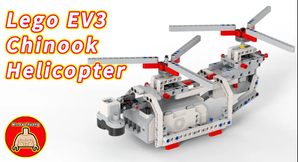 The finished EV3 Chinook helicopter model, built from LEGO MINDSTORMS EV3.