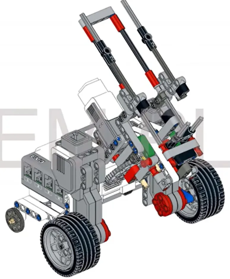The finished Basketball Robot model, built from LEGO MINDSTORMS EV3.