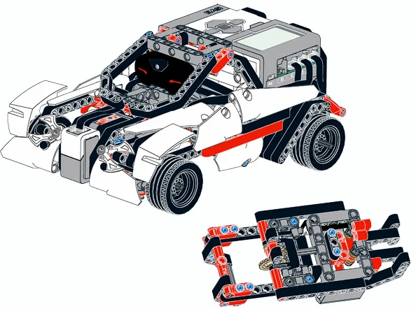 The finished EV3 SUP3R CAR model, built from LEGO MINDSTORMS EV3.