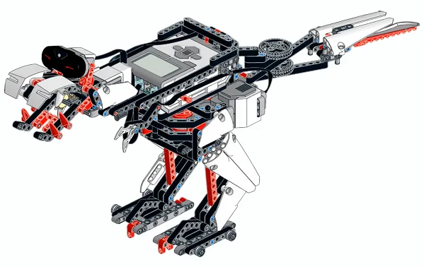 The finished EV3 T-R3X model, built from LEGO MINDSTORMS EV3.